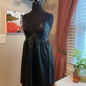 Black faux leather party dress